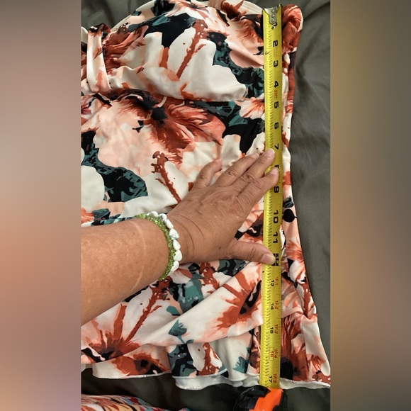 HILOR WOMENS 20 TANKINI TOP RETRO RUCHED WITH RUFFLE HEM - Picture 7 of 8